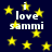 Dark blue background with scattered yellow stars and repeated white text reading "i love sammi" in pixelated font.