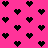 A static pattern of black pixelated hearts on a bright pink background with one heart missing in the lower-right section.