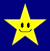 Two side-by-side pixelated yellow stars with black eyes and gray smiles on a solid blue background, differing in brightness levels.