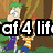 Pixelated cartoon character with green hair and brown hair, wearing purple pants and blue shoes, holding a yellow object, with overlaid text reading 'of 4 lif'