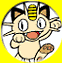 Three circular pixel-art icons on yellow background: Meowth with striped headband, Squirtle waving, Pikachu smiling.