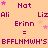 A static pixel art image with a peach background, displaying repeated text and star symbols in magenta and pink.