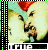 Animated sequence of two figures in close proximity with a red headpiece, showing subtle facial expression changes and text variations below.