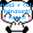Pixelated panda with black ears and limbs, pink cheeks, and blue text above its head. The text changes across frames.