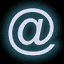 Four @ symbols in a , each with a glowing neon effect and subtle animation changes across frames
