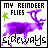 Animated pixel art shows two color variations of a reindeer with text 'MY REINDEER FLIES' and 'SIDEWAYS' on white background.