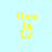 Yellow pixelated text "Ooo la la!" on light blue background with pink rectangular overlays in different positions across frames.