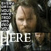 repeated character portraits with overlaid text, featuring a man with long brown hair and beard in medieval-style clothing, set against a dark background with white text reading "EVERY PATH YOU HAVE TROD HAS LED YOU HERE"