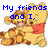 Two cartoon bears embrace in a pixelated image with blue text reading "My friends and I, are like tigger and pooh inseparable.".