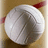 A circular white icon with a dark central shape and red accents on the left and right edges against a brown background.