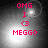 Pixelated pink text reads "OMG I <3 MEGGO" over a grayscale gradient background with shifting light effects.