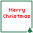 Four identical square icons with green borders display red pixelated text 'Merry Christmas' and small green Christmas tree symbols in the bottom-right corners.