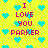 Yellow background with cyan heart shapes and pink text reading "I LOVE YOU PARKER" in pixelated font.