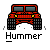 Red Hummer vehicle icon with large tires and yellow headlights, displayed in pixel art style with 'Hummer' text below on gray background.