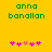 Green pixelated text 'anna banallan' on yellow background with pink and light pink heart icons below, two identical frames side-by-side.