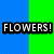 Pixelated text displays 'FLOWERS!' on blue-green background and 'WILLOWP RULES!!!' on black background.