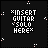 "INSERT GUITAR SOLO HERE" text in white pixelated font on black background with red and pink particle effects.