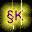 Three of three identical pixelated icons display 'SK' text on colored backgrounds with vertical white lines