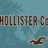 Pixelated image with blue background, brown text reading 'HOLLISTER C', and a small brown shape resembling a bird or abstract form in the lower right.