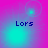 A four-quadrant displays the word 'Lors' in dark blue pixelated text over a pink-to-cyan gradient background with shifting light spots