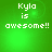 Green background with white pixelated text reading 'Kylo is awesome!!' in four identical arranged in a