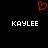 Red pixelated heart symbol above two white 'KAYLEE' text blocks on black background.