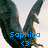 Pixelated image of a dark winged figure with blue text reading 'Sophira' and a blue heart symbol below it against a light background.