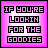 Pixelated image with four : two pink text , a jar labeled 'GOODIES', and a gray