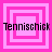 Four pink and white square frames with 'Tennischick' text, each frame showing different nested square patterns.