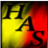 Animated sequence of four showing a stylized 'HASS' text logo with shifting red and yellow gradient background and varying opacity of letters