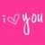 Pixelated pink background with white text reading 'I ❤️ YOU' in blocky, low-resolution font.