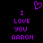 Purple pixelated text and heart symbol on black background, repeated twice side-by-side.