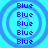 Four identical circular patterns with concentric rings and repeated text on a bright blue background.