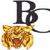 A static pixelated image shows a large black letter B above a golden tiger head with red mouth details.
