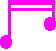Four bright pink musical notes on a gray background, arranged in two with varying note positions