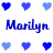 Pixelated blue hearts and 'Marilyn' text arranged in a with alternating heart colors