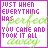 six identical with purple text on white background, each containing a stylized green 'perfect' and 'away' overlay