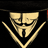 A contact sheet of seven animated frames showing a Guy Fawkes mask, repeated red text, and an inverted V symbol on black background with gray transparency area.