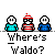 Pixel art of three cartoon figures with text below them, one figure wearing a red-and-white striped hat and sunglasses while others wear solid-colored shirts.