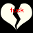 Two identical white broken heart shapes on black background with red text 'fuck' inside each heart.