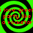 Four identical green and black spiral patterns with red text reading "i love green party like a rockstar" repeated across all quadrants.