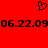 Red background with black pixelated heart symbol above large digital time text.