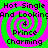 A static image with a bright green background and four identical pink spiral patterns, each containing text.
