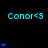 Static digital image showing repeated 'Conor<3' text with blue heart symbols in a pattern on black background