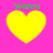 Four yellow heart shapes on a pink background with green text reading 'Yionni' above each heart.