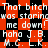 Red and black pixelated text repeats 'That bitch was staring me down! hoho J.B. M.C. L.K.' in a pattern with visible digital artifacts