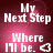 A pixelated animation with pink and dark red background displaying text 'My Next Step' and 'Where I'll be.' with a heart symbol, showing subtle brightness changes across frames.