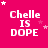 identical pink backgrounds with white text "Chelle IS DOPE" and scattered pink stars, showing animation changes in star positions and one instance of the letter 'e' in "Chelle" being replaced by a star symbol