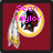 A red square icon with a yellow-bordered circular logo featuring a Native American head with feathers, overlaid with pink text reading "Sean Taylor".