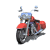 A 4-frame animated contact sheet of a red motorcycle icon with blue accents, displayed in a 2x2 grid on a transparent background.